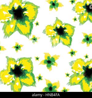 floral vector background painted hands in watercolor style Stock Vector