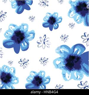 floral vector background painted hands in watercolor style Stock Vector