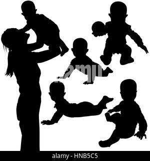 Silhouetted Baby Games Stock Vector