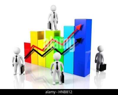 Businessman standing surround bar chart which index increasing rate, conceptual image Stock Photo