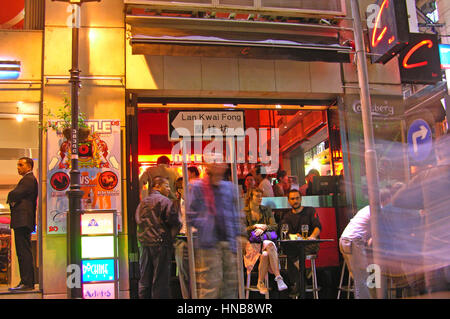 Hongkong, China, 01 December 2006: street life in the city with neon lights Stock Photo