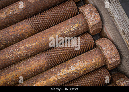 Box Of Rusty Bolts Stock Photo