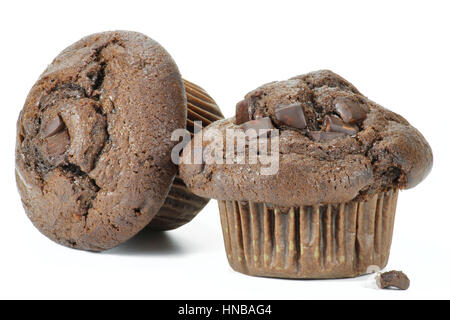 chocolate muffins isolated on white background Stock Photo