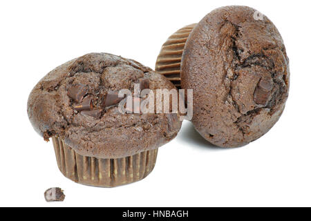 chocolate muffins isolated on white background Stock Photo