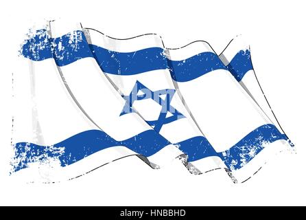 Waving flag of Israel on white background. Template for independence ...