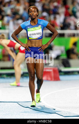 Rio de Janeiro, Brazil. 18 August 2016.  Athletics, Dalilah Muhammad (USA) wins the gold medal in the Women's 400m Hurdles finals at the 2016 Olympic Stock Photo