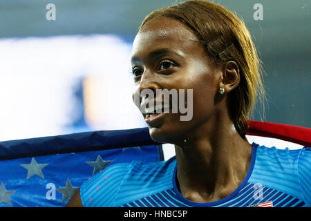 Rio de Janeiro, Brazil. 18 August 2016.  Athletics, Dalilah Muhammad (USA) wins the gold medal in the Women's 400m Hurdles finals at the 2016 Olympic Stock Photo