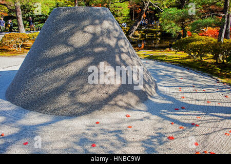 Zen garden symbolizing Mount Fuji and the sea, in Ginkaku ji temple, Kyoto, Kansai, Japan Stock Photo