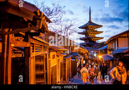 Sanneizaka street and Yasaka Pagoda, Gion district, Kyoto, Japan. Stock Photo