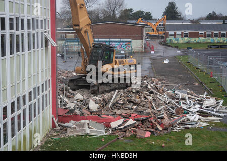 Demolition of Sandfields Comprehensive School Stock Photo