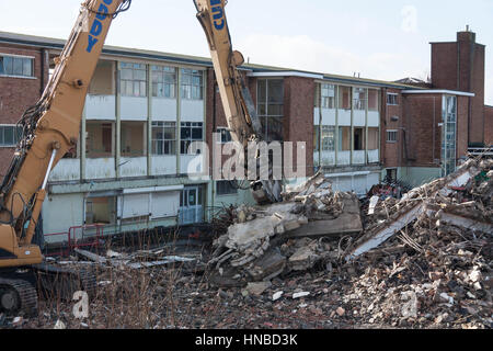 Demolition of Sandfields Comprehensive School Stock Photo