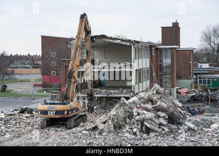 Demolition of Sandfields Comprehensive School Stock Photo