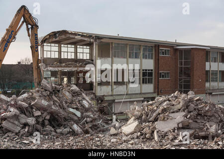 Demolition of Sandfields Comprehensive School Stock Photo