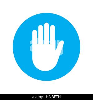 Sign push hand blue icon. Vector illustration. Stock Vector