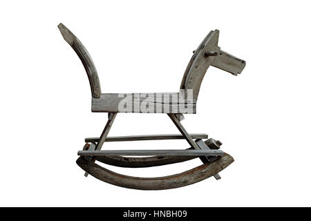 wooden rocking horse isolated on white background Stock Photo