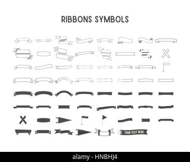 Vector collection of decorative design elements - ribbons, pennants, badges, stickers, labels and flags. Create your own illustrations fast. Stock Vector