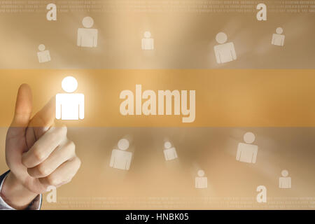 business hand pushing people button, business concept Stock Photo