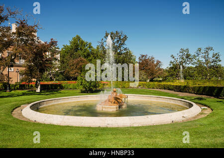 Fountain and gardens of Aranjuez Royal palace in Madrid, Spain. Stock Photo