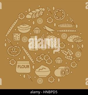Bakery products round-shape. Vector illustration. Stock Vector