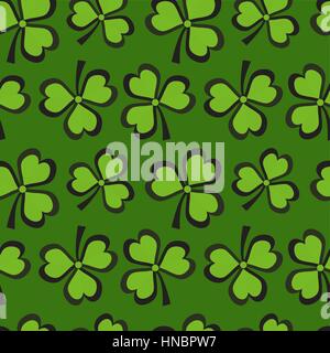St. Patricks Day seamless pattern with clover. Clover background, texture, paper. Vector illustration. Stock Vector