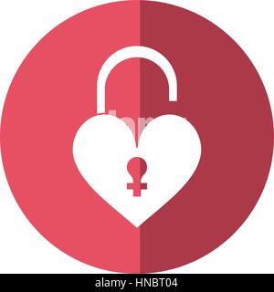 heart padlock female sign shadow Stock Vector