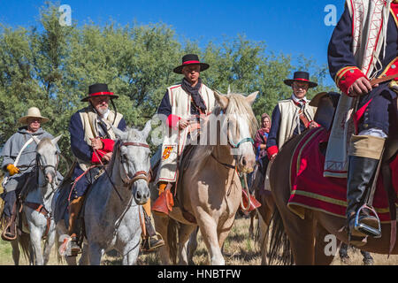 Tubac, Arizona - Anza Days at Tubac Presidio State Historic Park. Costumed riders re-enact the 1775 expedition of Spanish explorer Juan Bautista de An Stock Photo