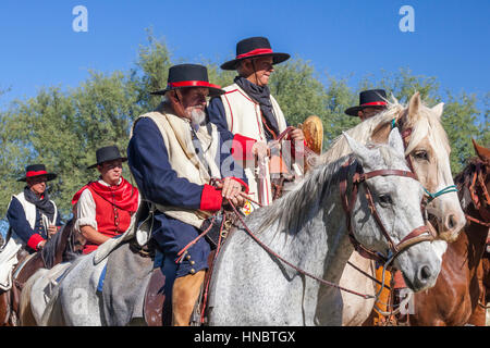 Tubac, Arizona - Anza Days at Tubac Presidio State Historic Park. Costumed riders re-enact the 1775 expedition of Spanish explorer Juan Bautista de An Stock Photo