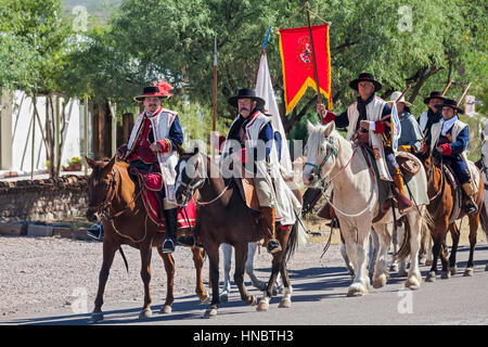 Tubac, Arizona - Anza Days at Tubac Presidio State Historic Park. Costumed riders re-enact the 1775 expedition of Spanish explorer Juan Bautista de An Stock Photo