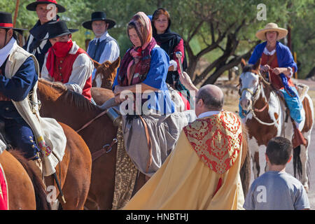 Tubac, Arizona - Anza Days at Tubac Presidio State Historic Park. Costumed riders re-enact the 1775 expedition of Spanish explorer Juan Bautista de An Stock Photo