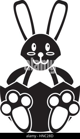 easter bunny with broken egg pictogram vector illustration eps 10 Stock Vector