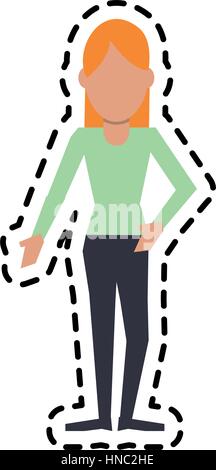 woman standing over white background. colorful design. vector illustration Stock Vector