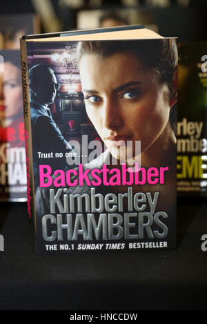 Romford, Essex, UK. 11 Feb, 2017. crime author Kimberley Chambers signs copies of her latest thriller Backstabber at Waterstones bookshop Romford Essex 11/2/17 Credit: SANDRA ROWSE/Alamy Live News Stock Photo