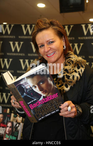 Romford, Essex, UK. 11 Feb, 2017. crime author Kimberley Chambers signs copies of her latest thriller Backstabber at Waterstones bookshop Romford Essex 11/2/17 Credit: SANDRA ROWSE/Alamy Live News Stock Photo