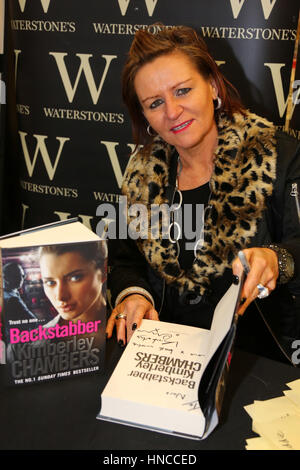 Romford, Essex, UK. 11 Feb, 2017. crime author Kimberley Chambers signs copies of her latest thriller Backstabber at Waterstones bookshop Romford Essex 11/2/17 Credit: SANDRA ROWSE/Alamy Live News Stock Photo