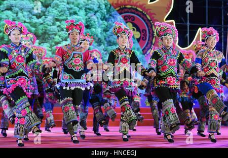 Yongren, China's Yunnan Province. 11th Feb, 2017. Women of Yi ethnic ...