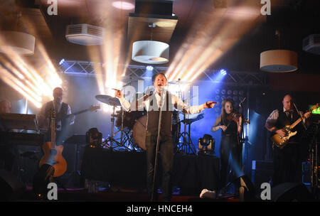 Fivemiletown, County Tyrone, UK. 11th Feb, 2017. Ritchie Remo, Hailed as one of Ireland's top live entertainers at the Valley Hotel in Fivemiletown, County Tyrone. Fivemiletown, UK. 11th Feb, 2017. Credit: Mark Winter/Alamy Live News Stock Photo