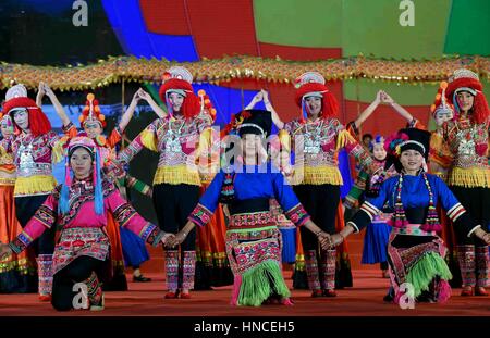 Yongren, China's Yunnan Province. 11th Feb, 2017. Women of Yi ethnic ...