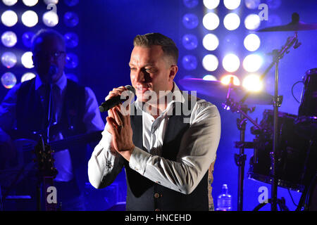 Fivemiletown, County Tyrone, UK. 11th Feb, 2017. Ritchie Remo, Hailed as one of Ireland's top live entertainers at the Valley Hotel in Fivemiletown, County Tyrone. Fivemiletown, UK. 11th Feb, 2017. Credit: Mark Winter/Alamy Live News Stock Photo