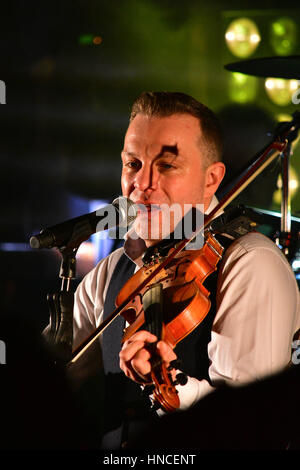 Fivemiletown, County Tyrone, UK. 11th Feb, 2017. Ritchie Remo, Hailed as one of Ireland's top live entertainers at the Valley Hotel in Fivemiletown, County Tyrone. Fivemiletown, UK. 11th Feb, 2017. Credit: Mark Winter/Alamy Live News Stock Photo