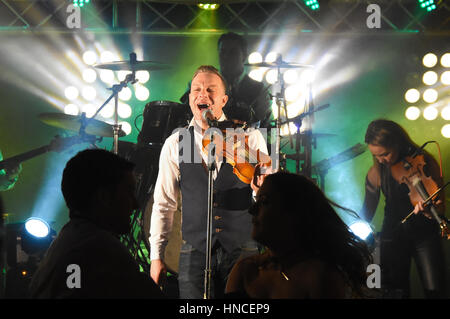 Fivemiletown, County Tyrone, UK. 11th Feb, 2017. Ritchie Remo, Hailed as one of Ireland's top live entertainers at the Valley Hotel in Fivemiletown, County Tyrone. Fivemiletown, UK. 11th Feb, 2017. Credit: Mark Winter/Alamy Live News Stock Photo