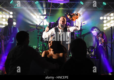 Fivemiletown, County Tyrone, UK. 11th Feb, 2017. Ritchie Remo, Hailed as one of Ireland's top live entertainers at the Valley Hotel in Fivemiletown, County Tyrone. Fivemiletown, UK. 11th Feb, 2017. Credit: Mark Winter/Alamy Live News Stock Photo