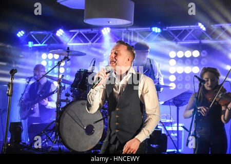 Fivemiletown, County Tyrone, UK. 11th Feb, 2017. Ritchie Remo, Hailed as one of Ireland's top live entertainers at the Valley Hotel in Fivemiletown, County Tyrone. Fivemiletown, UK. 11th Feb, 2017. Credit: Mark Winter/Alamy Live News Stock Photo