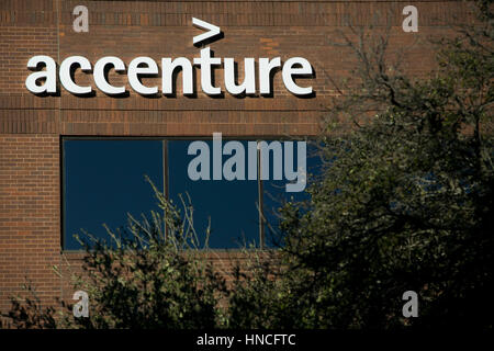 A logo sign outside of a facility occupied by Accenture PLC in San Antonio, Texas on January 29, 2017. Stock Photo