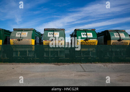 Logo signs on Waste Management, Inc., trucks in San Antonio, Texas on January 29, 2017 Stock