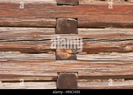 Wooden beams held together without nails, wooden planks moth termites, insects Stock Photo