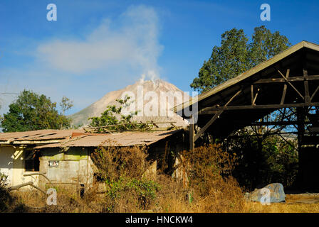 Indonesia. 11th Feb, 2017. People of Karo district began to fret, as the emergence of earthquakes increased in recent weeks, because until now still frequent earthquakes, tectonic earthquake rocked Serdang Deli District and Karo district in recent weeks, centered about 15km from Karo district, 25km from serdang deli district. Along frequent earthquakes, volcanic activity Sinabung also shows with frequent occurrence of lava, eruption, and tremors. Credit: Sabirin Manurung/Pacific Press/Alamy Live News Stock Photo