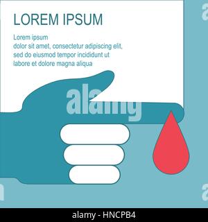 Diabetes Vector illustration Hand of man with drop of blood Diabetes banner template in flat design Stock Vector