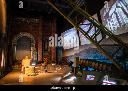 Exhibition, inside, interior, the Atomic Bomb Museum, hypocenter zone after atomic bombing, Nagasaki, Japan. Stock Photo