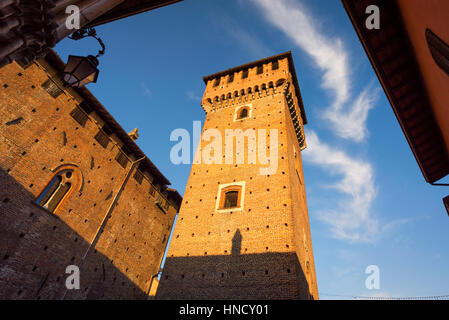 Medieval castle 'Morando bolognini' at sunset, built in the thirteenth century in Sant'Angelo lodigiano,Lombardy italy. Stock Photo