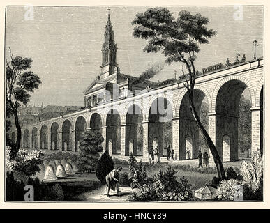 london bridge old railway viaduct bermondsey church near 19th century early greenwich engraving 1840 alamy oldest